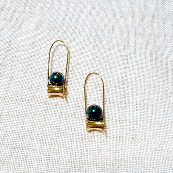 Vintage pearl hoop earrings N533 - Picture 2 of 3